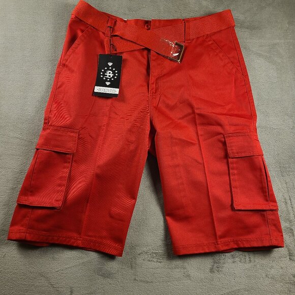 Brooklyn State Men's Red 36 Cargo Shorts With Belt New - Picture 1 of 9
